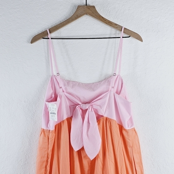 New! J. Crew Colorblock Tie Back Tiered Cotton Spaghetti Strap Maxi Dress - Picture 7 of 15